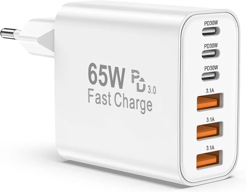 BSTOEM Cargador USB 65 W de 6 puertos